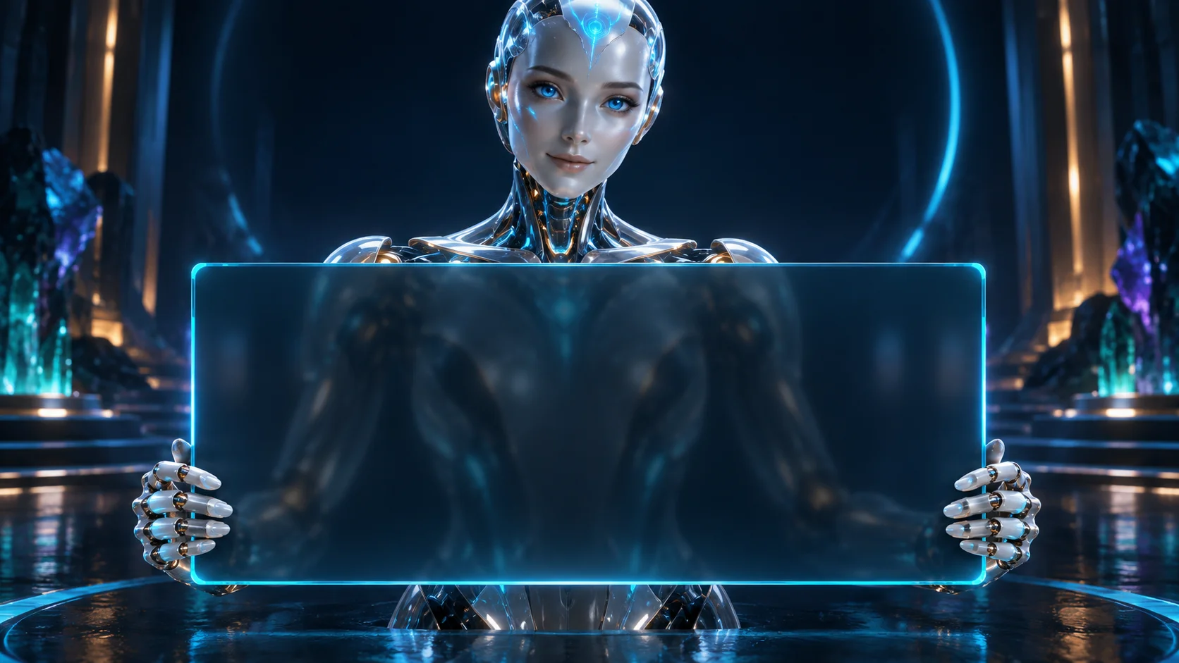A silver glass agent presenting a completed app panel